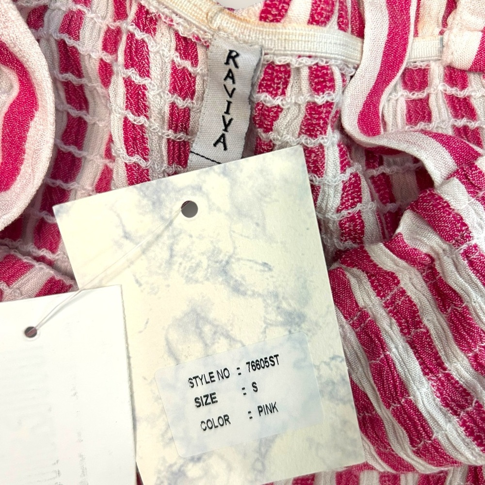 Raviya Pink & White Striped Smocked Maxi Dress – Size Small - Picture 3 of 3